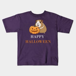 Happy Halloween Guinea Pig (White Typo) Kids T-Shirt